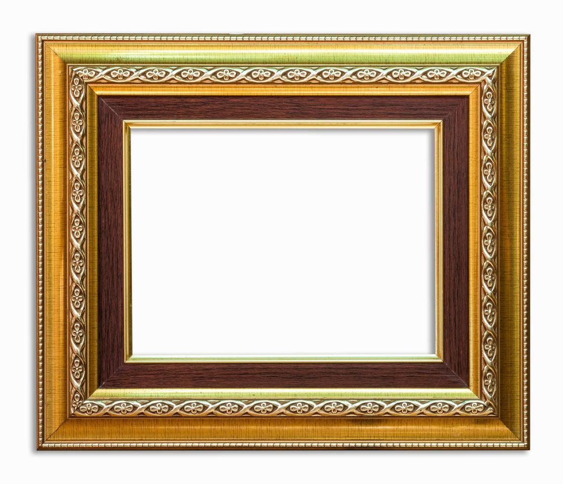 golden frame picture on white background with clipping path photo