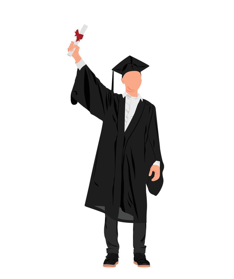 Graduate Student Illustration, Male High School Graduate In Mortarboard vector