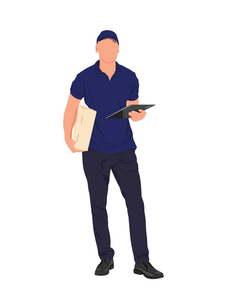 Delivery Guy, Delivery Man Holding Box Illustration vector