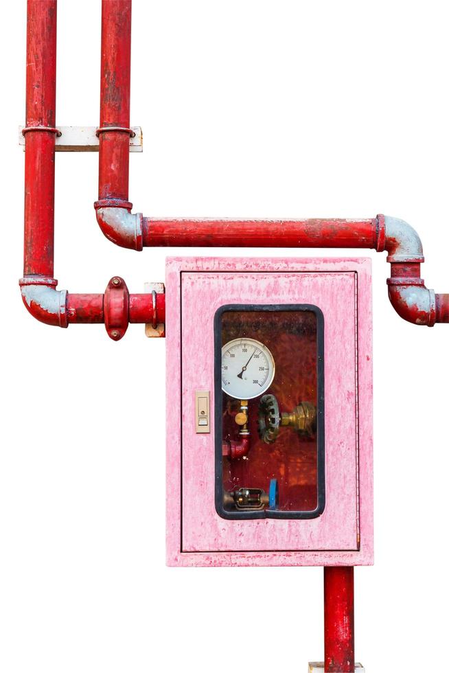 Controller of water sprinkler and fire fighting system on isolated white background with clipping path. photo