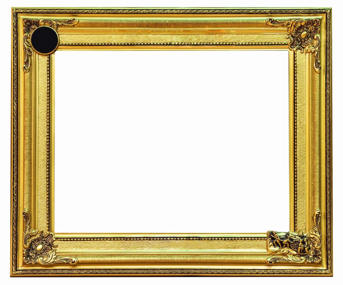 golden frame on white background with clipping path. photo