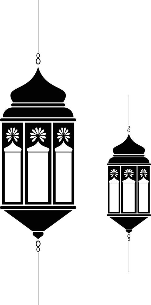 acortar Arte para Ramadán linterna en negro color vector