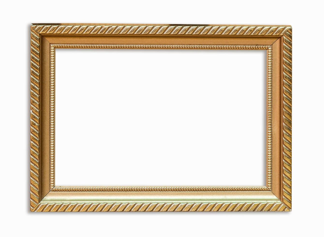 Golden frame picture on isolated white with clipping path. photo