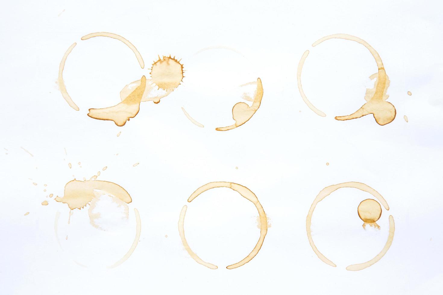 Coffee Stains and coffee cup stains on white background. photo