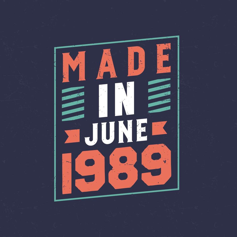 Made in June 1989. Birthday celebration for those born in June 1989 vector