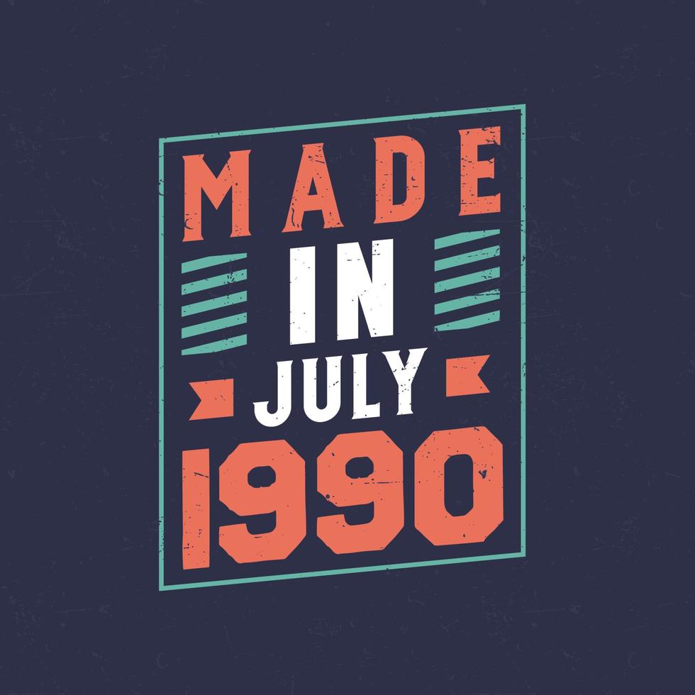 Made in July 1990. Birthday celebration for those born in July 1990 vector