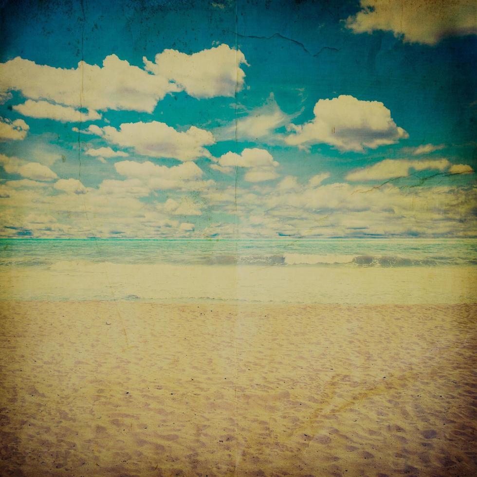 beach sand and sea with vintage style photo
