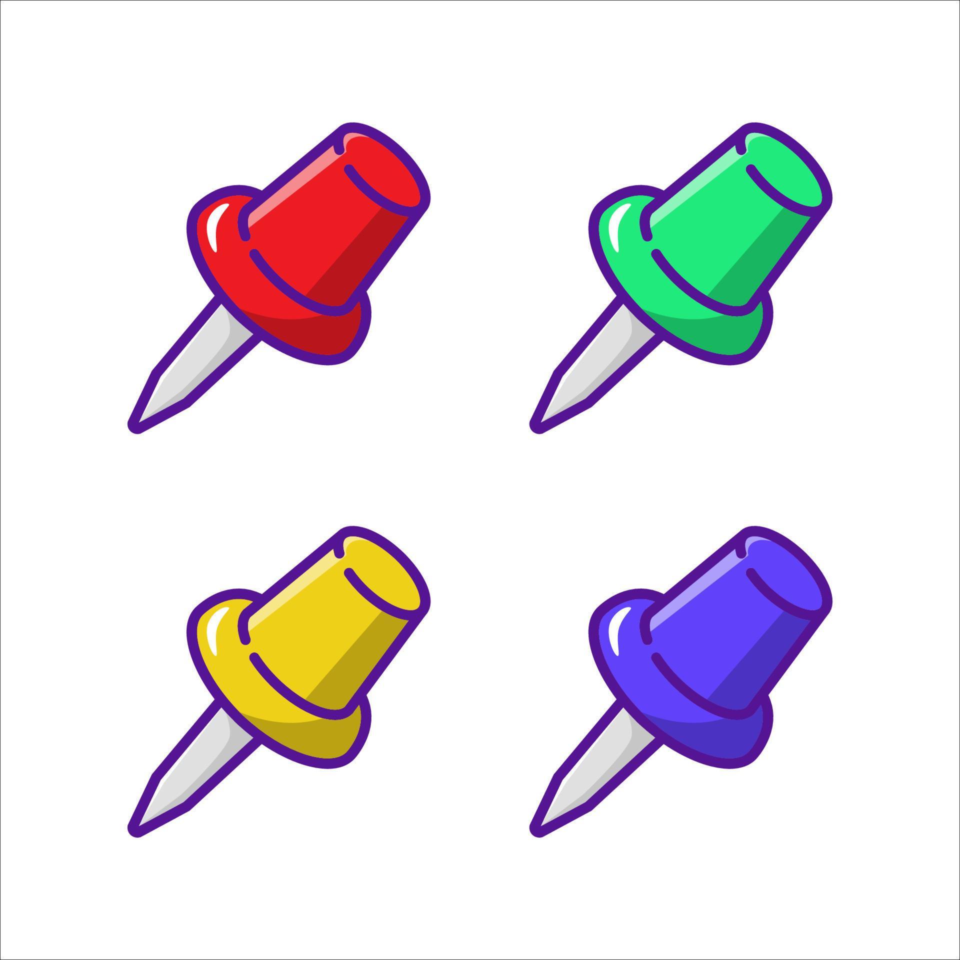 Set of push pin vector illustration 19885203 Vector Art at Vecteezy