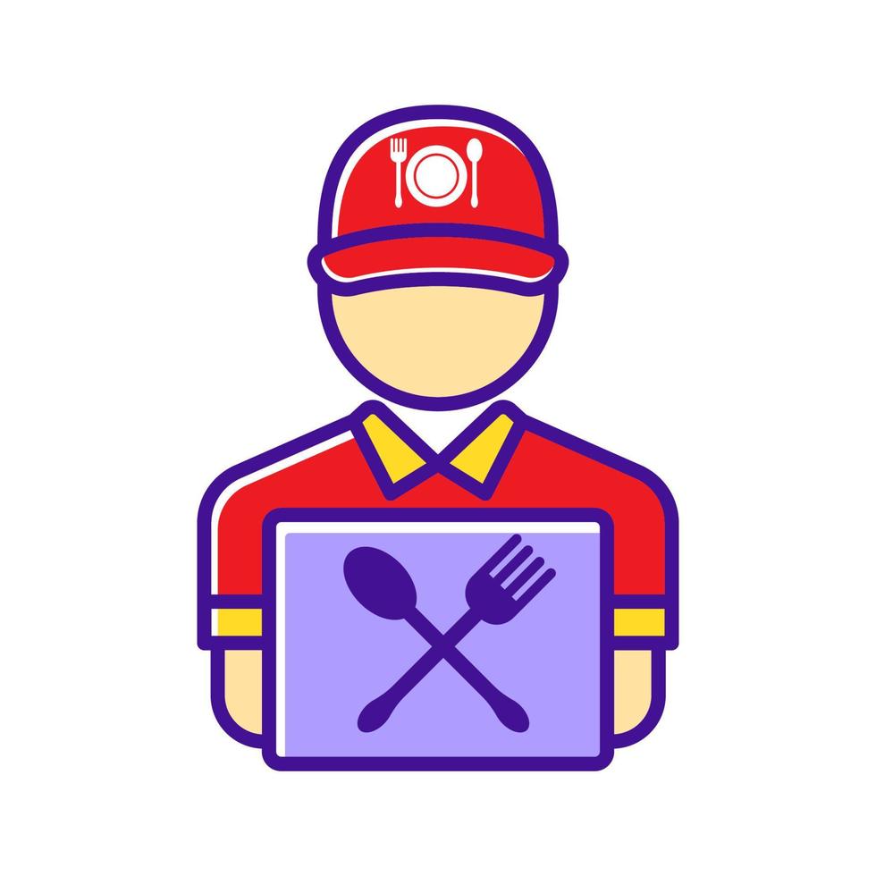 Food delivery guy vector in simple design isolated on white background. Food delivery icon