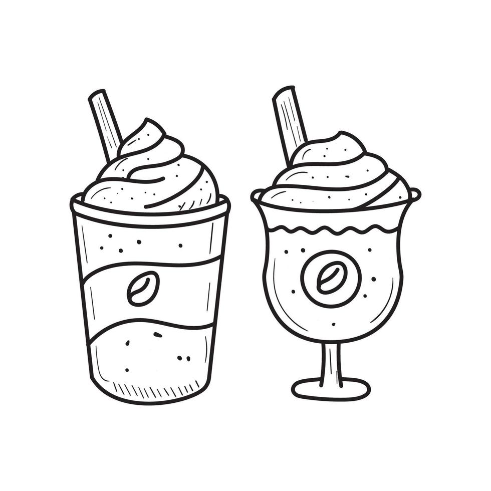 Iced coffee vector illustration with sketch design isolated on white