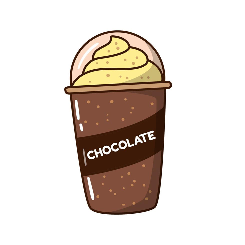 chocolate bebida en desechable taza vector ilustración con dibujos animados estilo