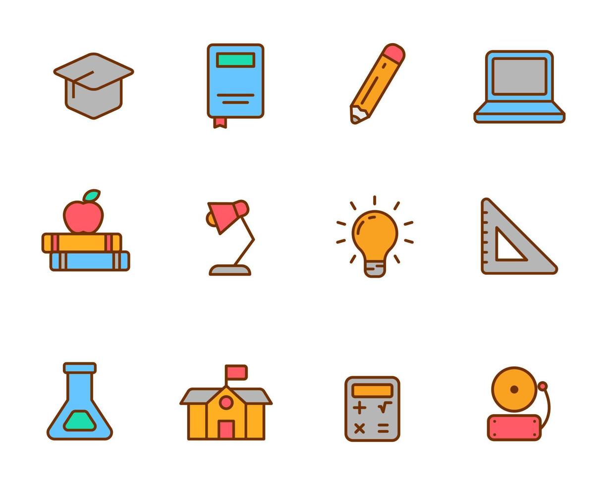 Set of school and education icons with colorful design vector