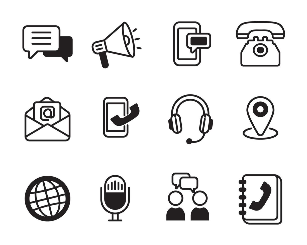 Set of communication icon with simple black color vector