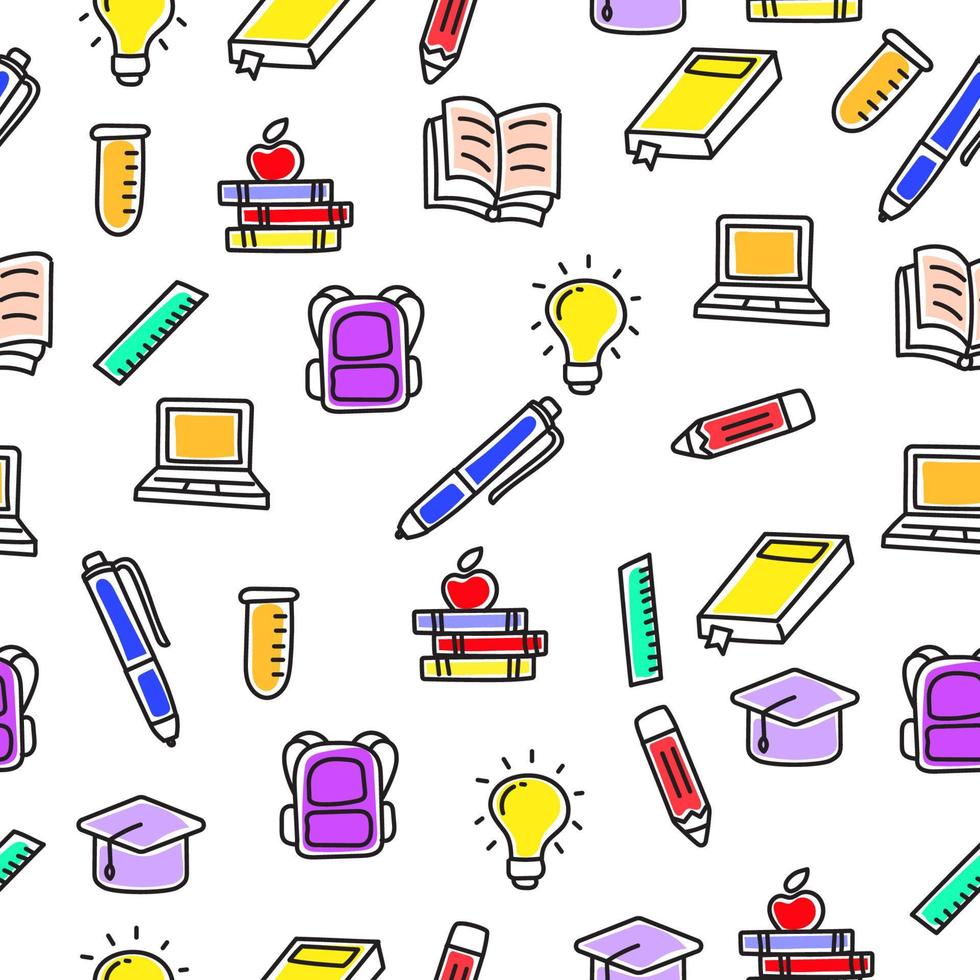 School doodle pattern with a colorful design vector
