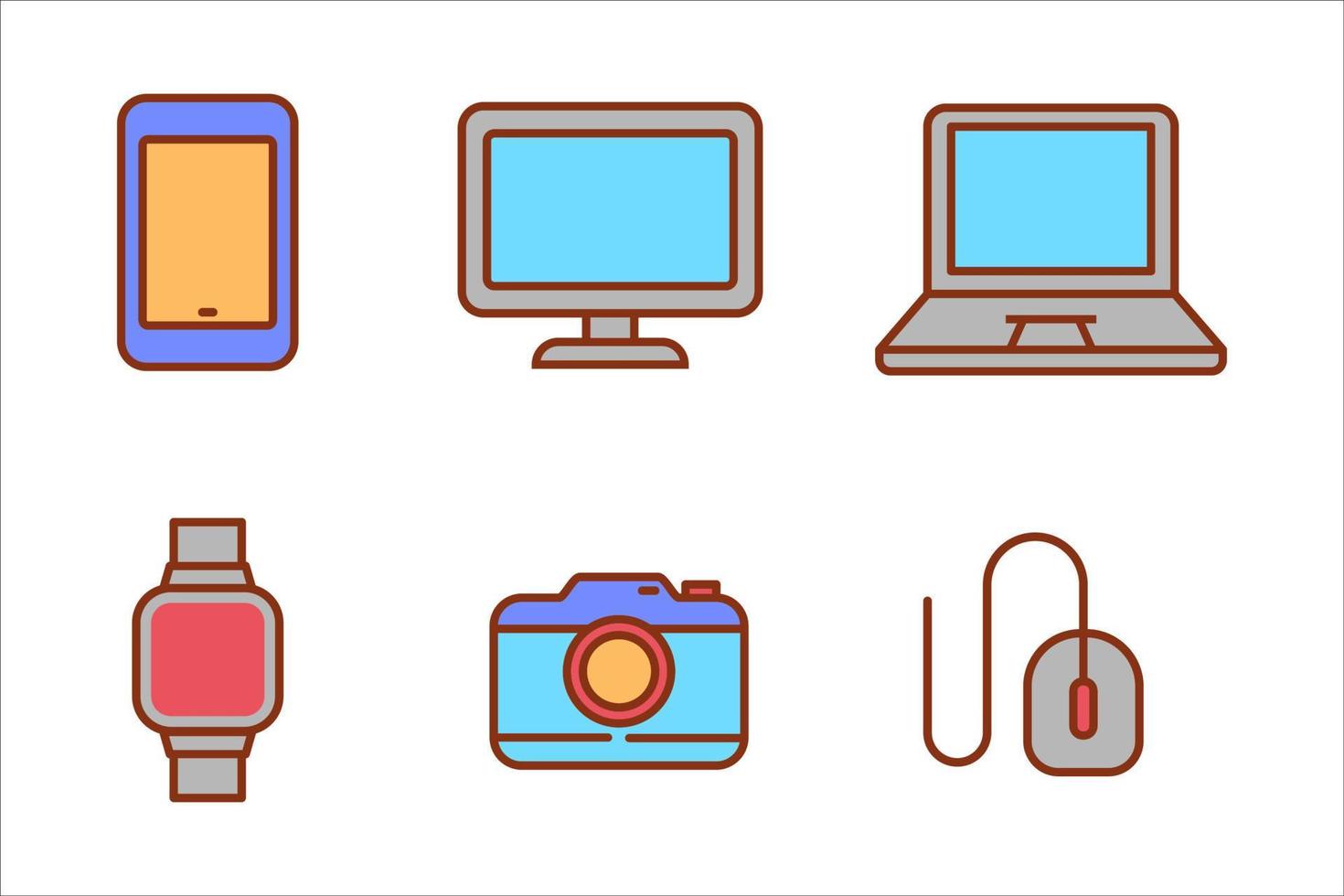 Set of gadget icon with colorful design vector