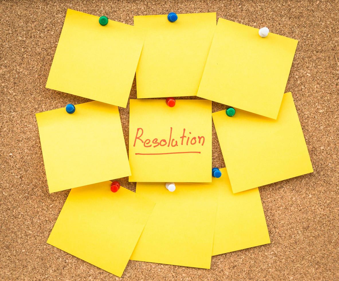 Sticky blank note resolutions for new year with space for text. photo