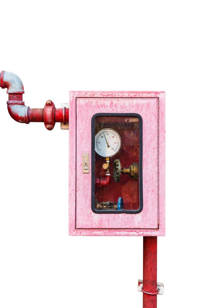 Controller of water sprinkler and fire fighting system on isolated white background with clipping path. photo