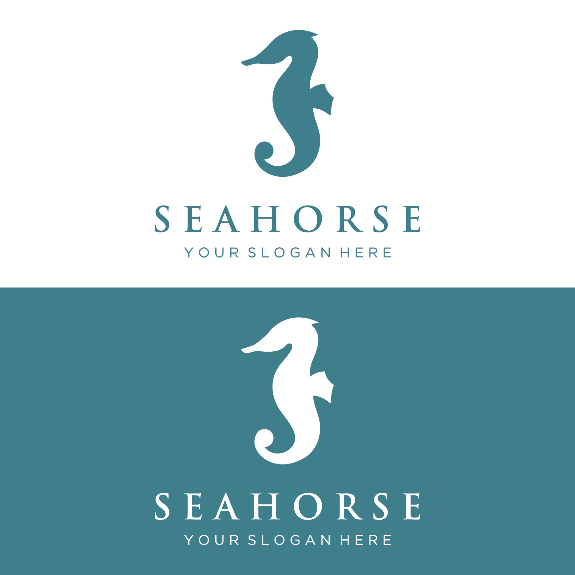 Seahorse or Hippocampus animal creative template logo design.Sea animal