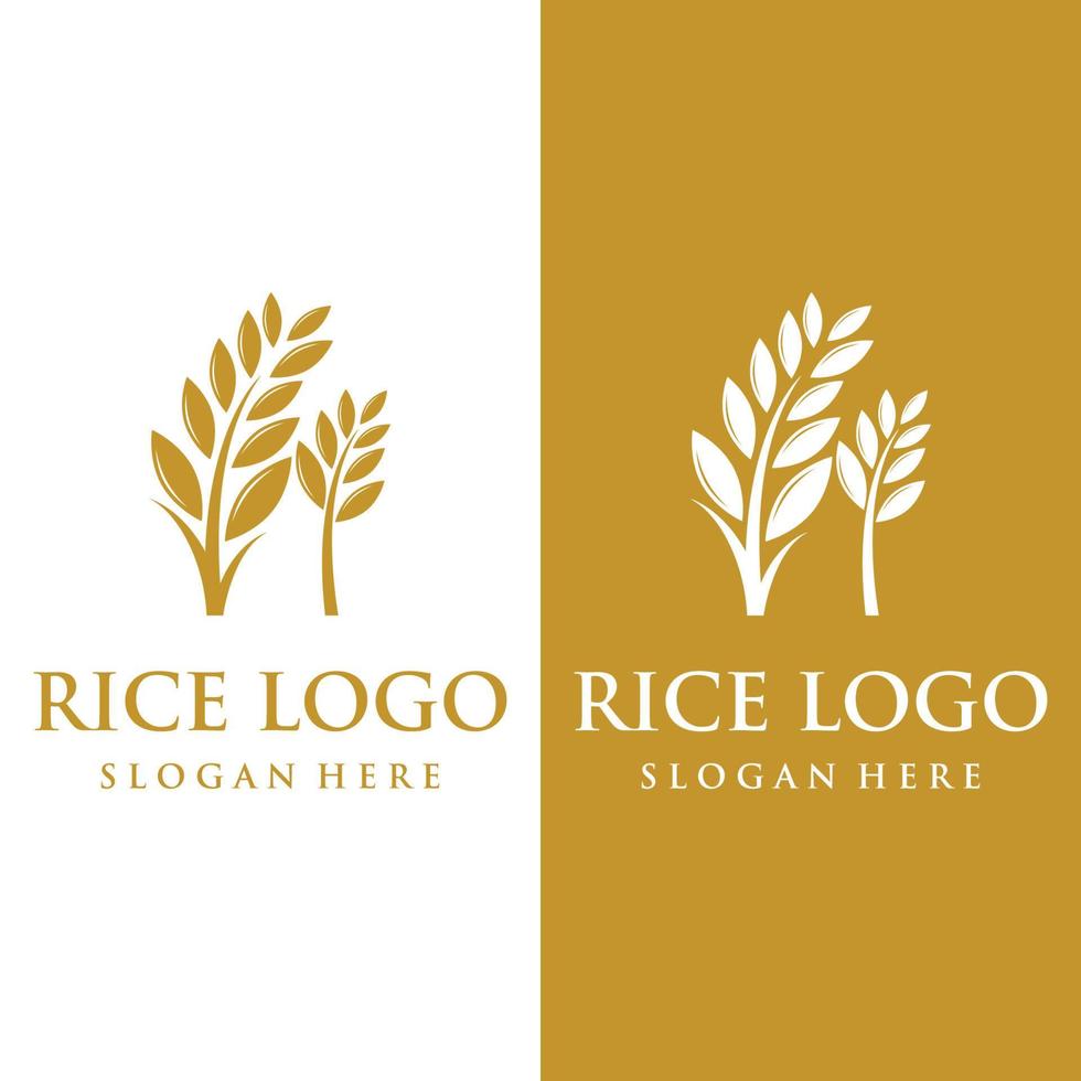 arroz orgánico granja natural planta logo modelo para negocio , empresa , agricultura, producto. vector