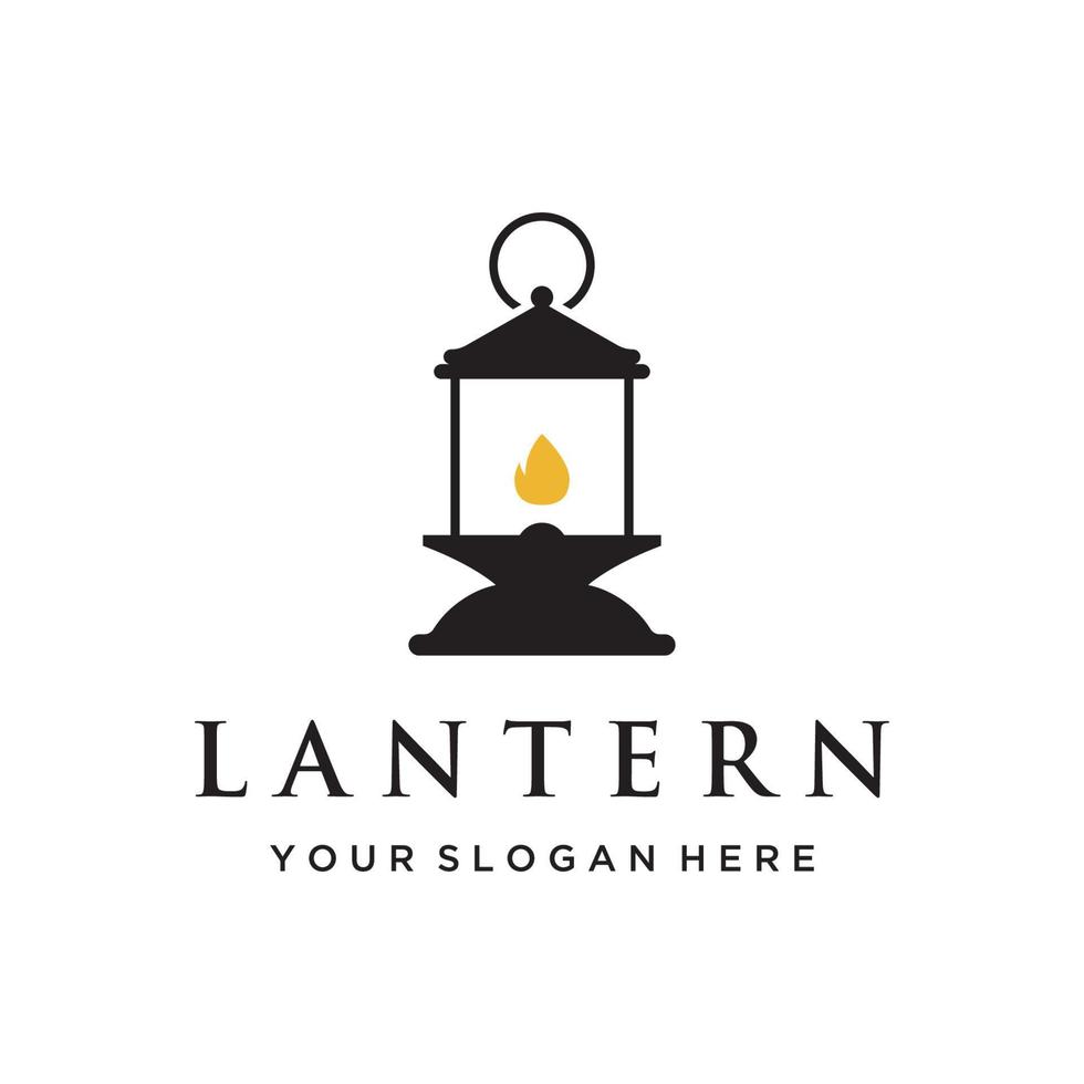 Lantern lamp logo template, street lamp,vintage fire lantern.Logo for business, restaurant. vector