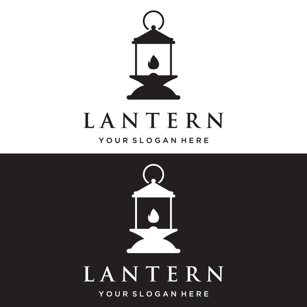 Lantern lamp logo template, street lamp,vintage fire lantern.Logo for business, restaurant. vector