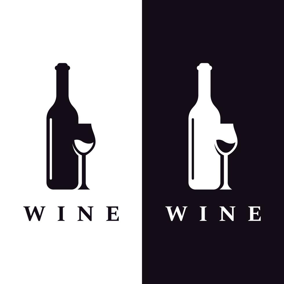 Wine logo template design with wine glasses and bottles.Logo for nightclub, bar and wine shop. vector