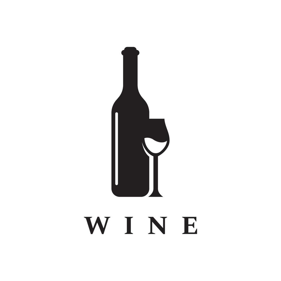 diseño de plantilla de logotipo de vino con copas de vino y botellas.logotipo para discoteca, bar y tienda de vinos. vector