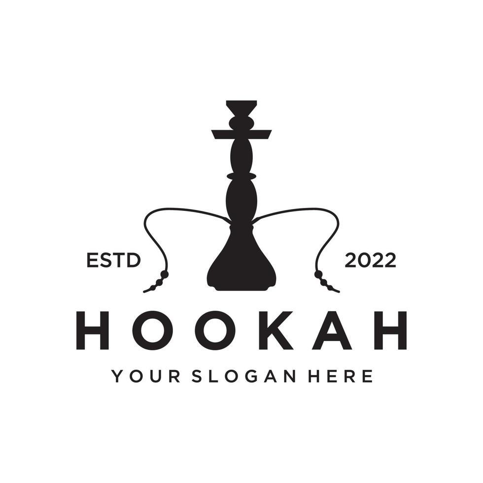 Isolated vintage hookah, shisha or waterpipe Logo design for club, bar, cafe and shop. vector