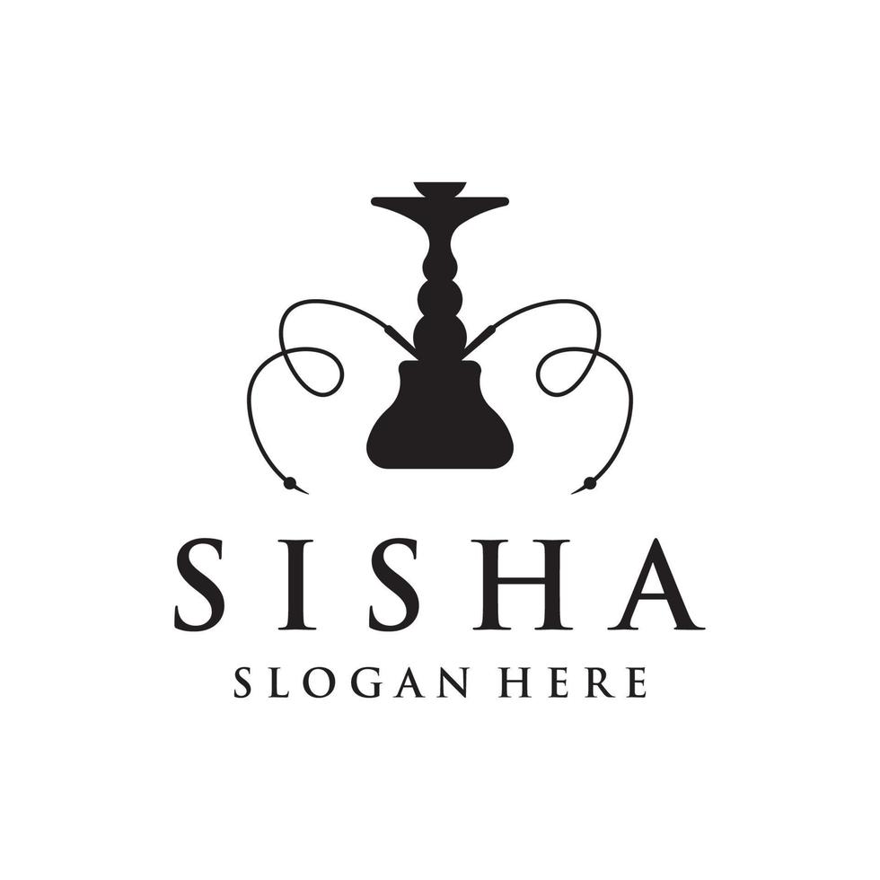 Isolated vintage hookah, shisha or waterpipe Logo design for club, bar, cafe and shop. vector