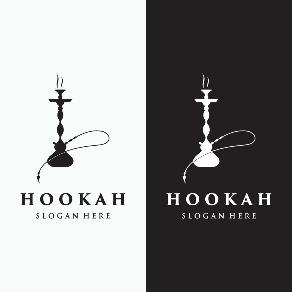 Isolated vintage hookah, shisha or waterpipe Logo design for club, bar, cafe and shop. vector
