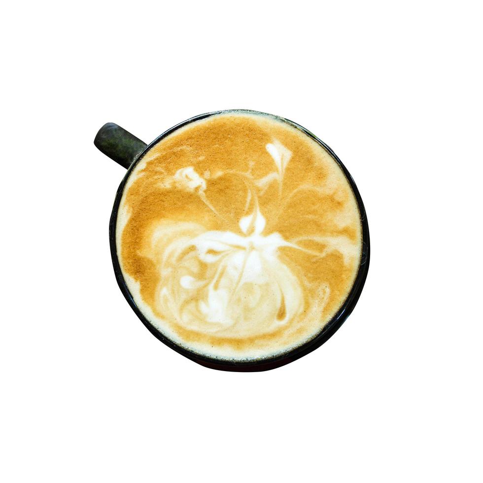 above latte coffee on isolated white with clipping path. photo