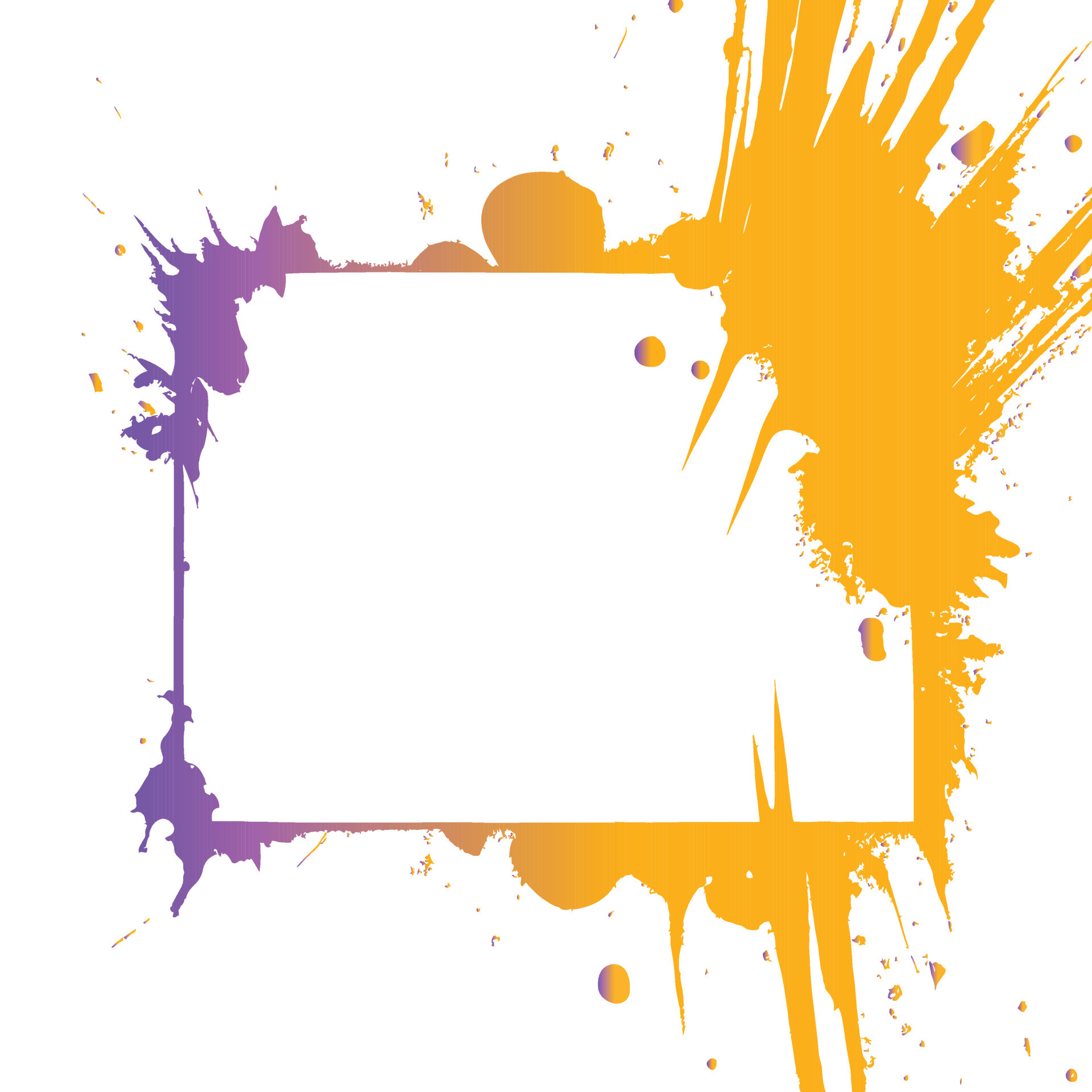 Colorful Frame in painting ink drop style isolated on white background