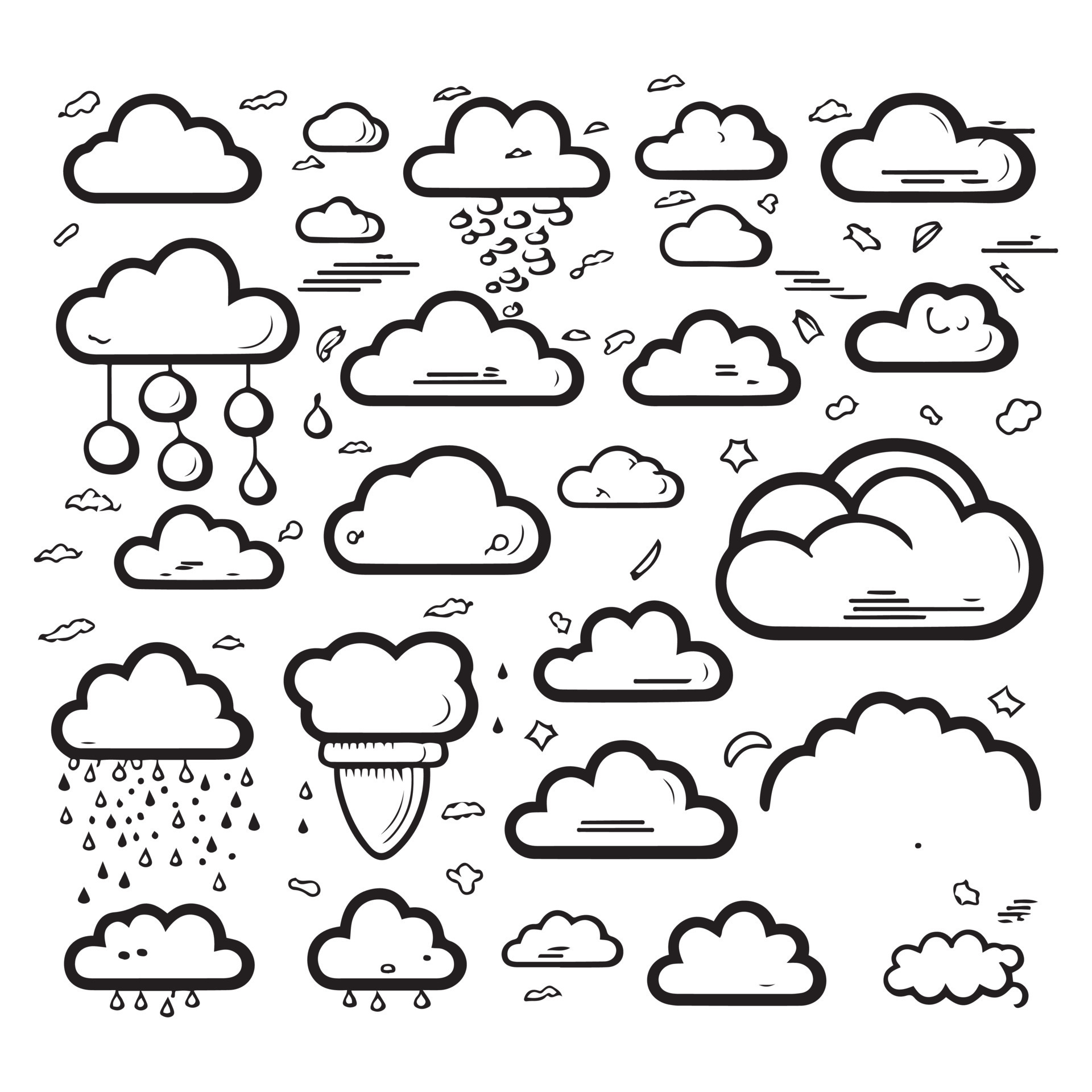 Cloud vector icon, logo set. cloud line art vector silhouette