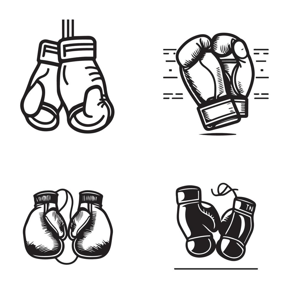 Pair of boxing gloves black outline vector illustration, boxing gloves icons .