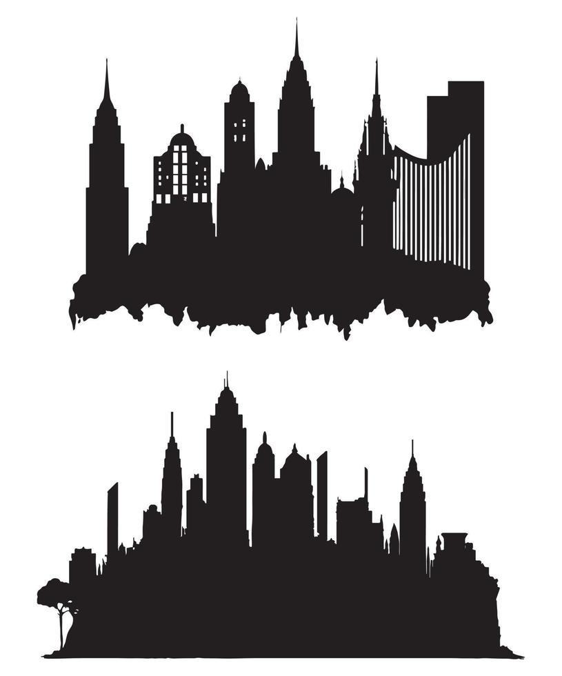 Buildings Silhouette vector, black silhouette of building, architecture vector illustration