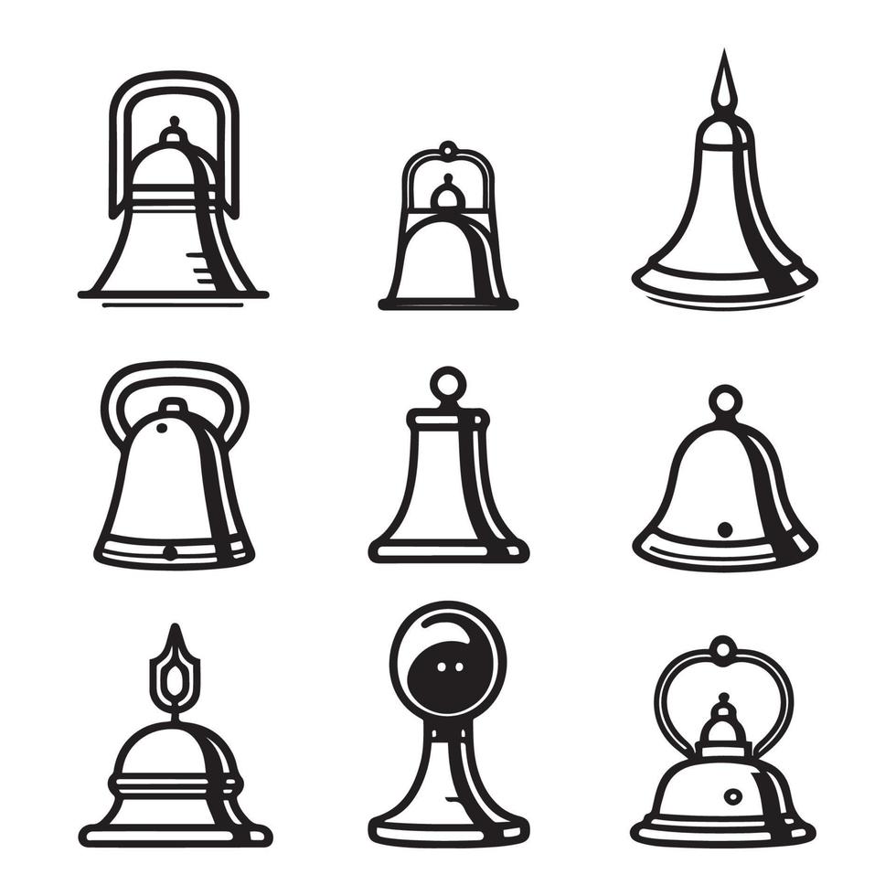conjunto de campana iconos, campana logo colección negro contorno vector ilustración