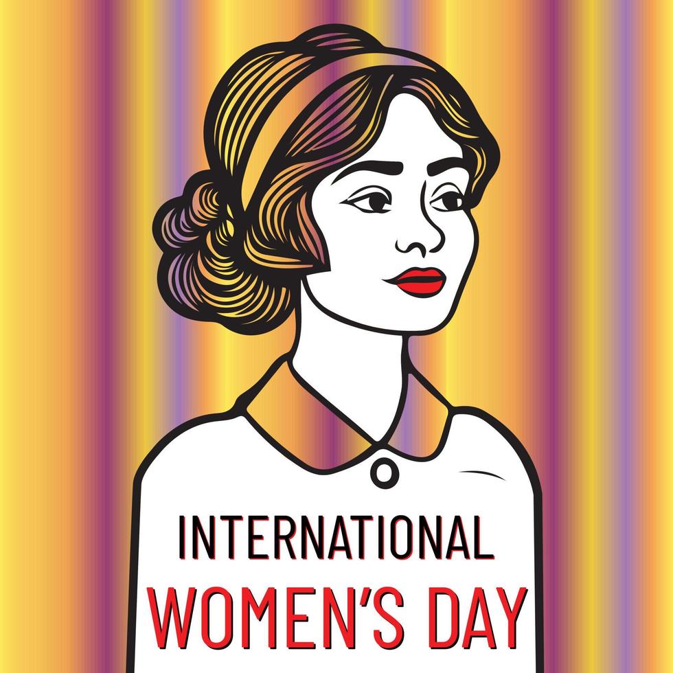 International women's day concept, women black outline flat vector illustration for women's day