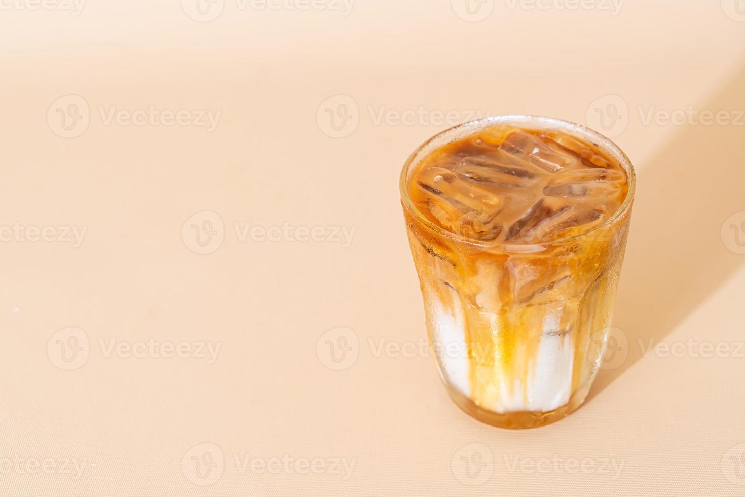 caramel macchiato coffee in glass photo