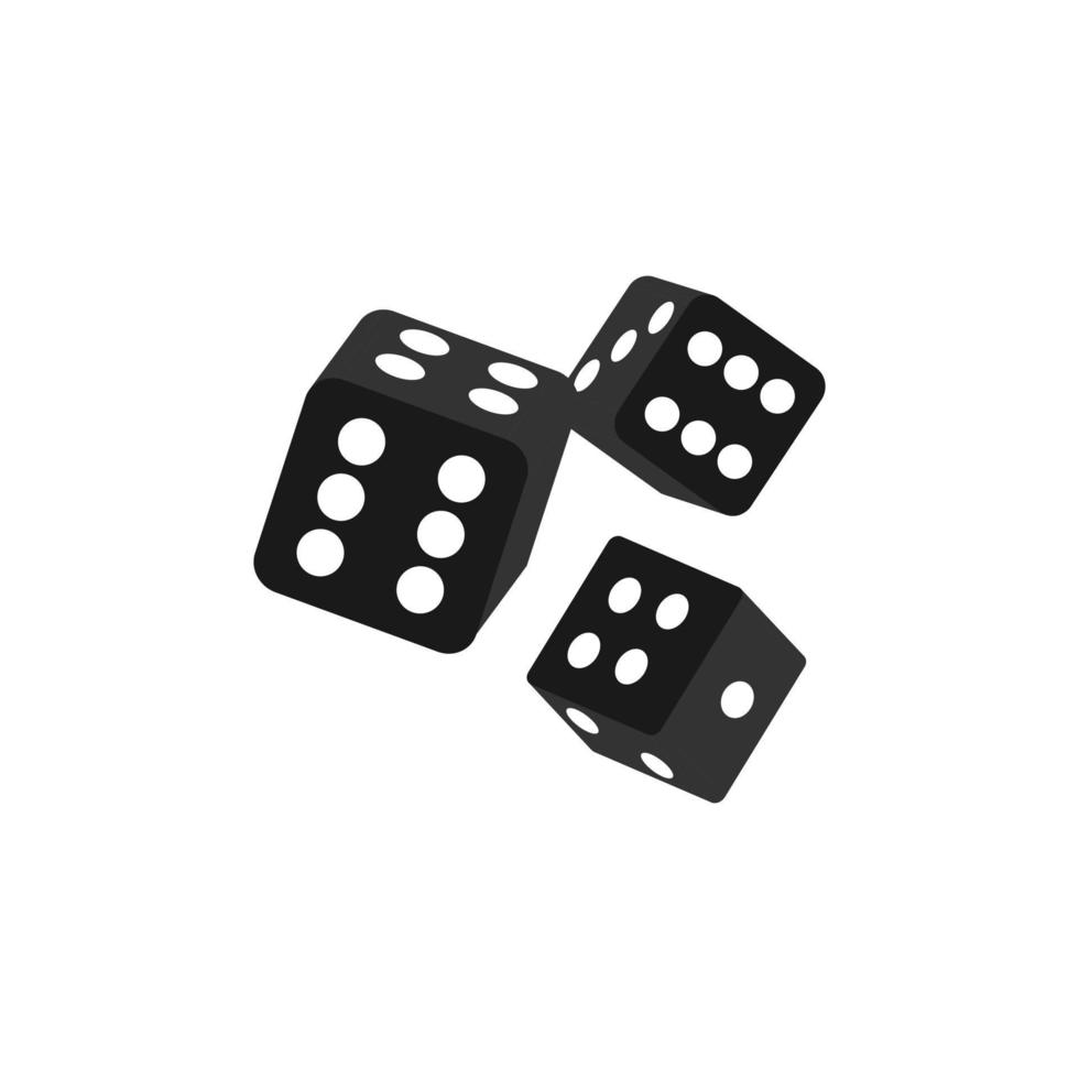 realista negro dado aislado 3d objetos. juego juegos, casino, dados, mesa o tablero juegos. vector ilustración.