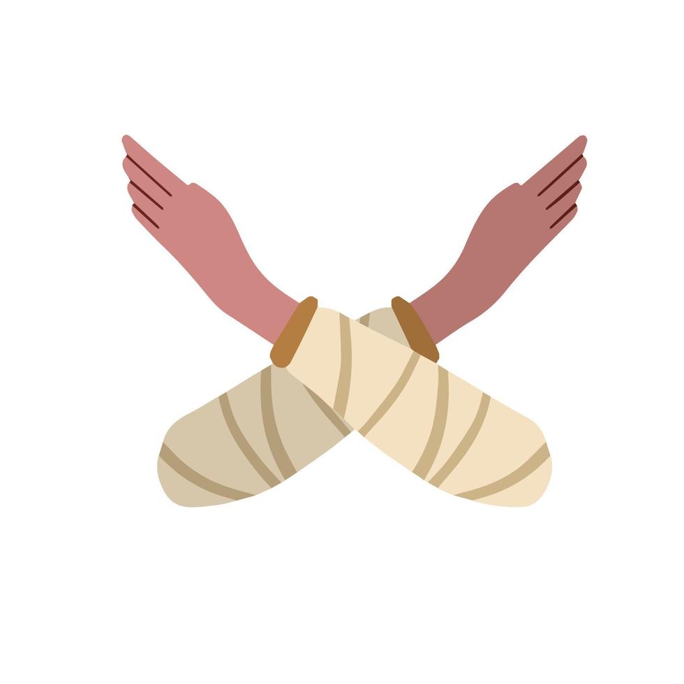 Break the bias. Gesture of crossed arms. Social movement of Women for Equal Rights. Flat cartoon illustration isolated on white vector