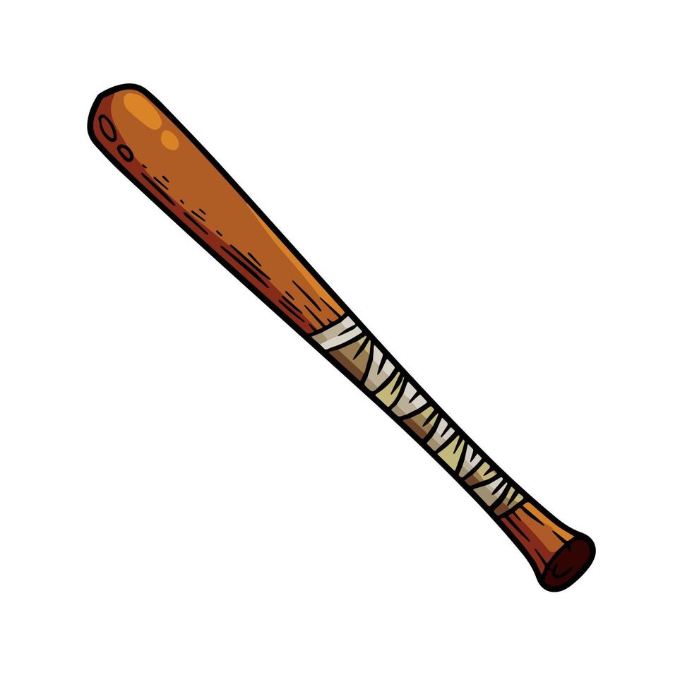 Baseball bat. American sports and equipment. Outline cartoon illustration isolated on white vector