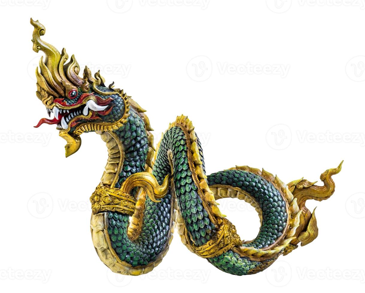 King of naga, naka  Thailand dragon or serpent king on white background photo