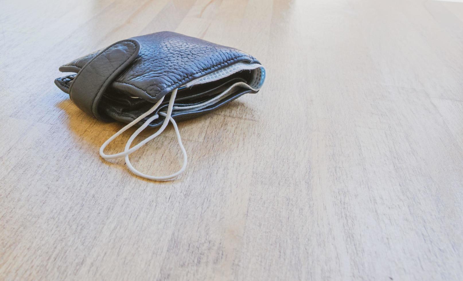 wallet on table in cafe photo