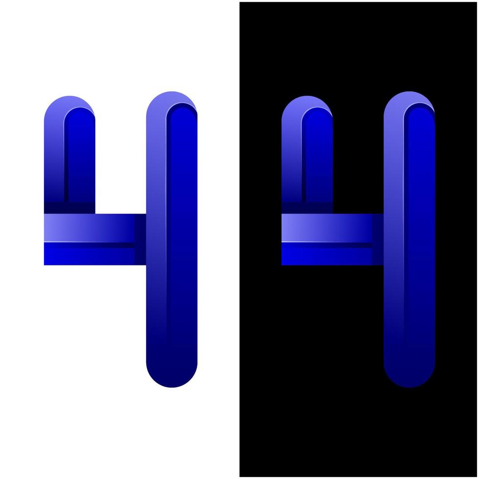 número 4 4 degradado azul logo diseño vector