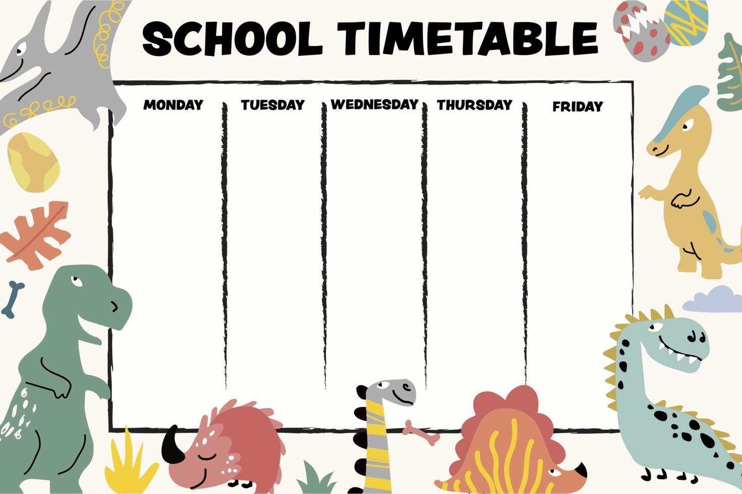 linda dinosaurio colegio calendario vector