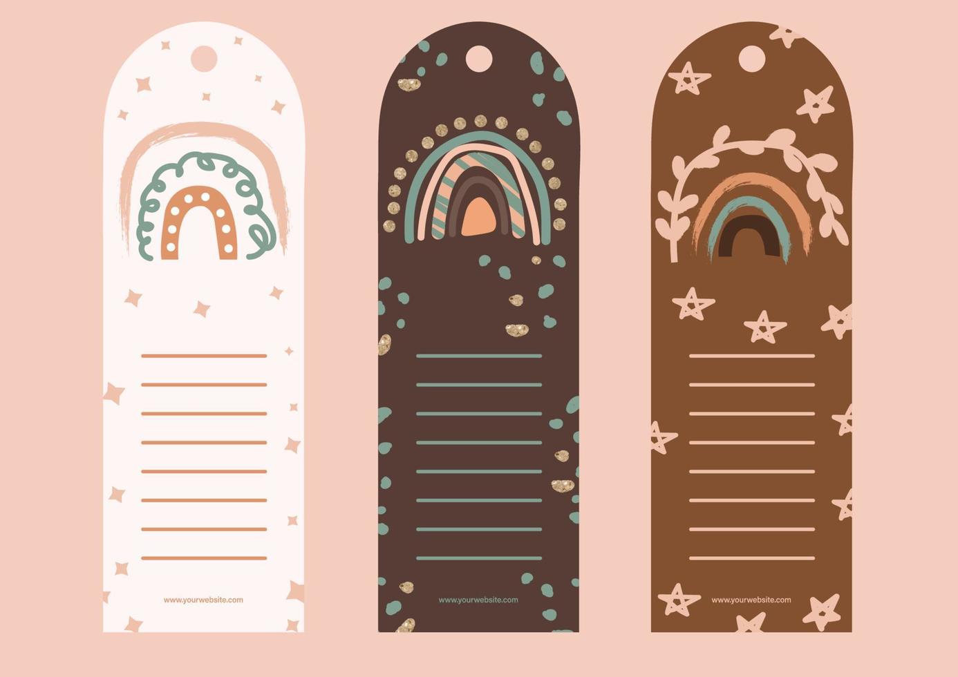 Boho Rainbows book marks collection vector