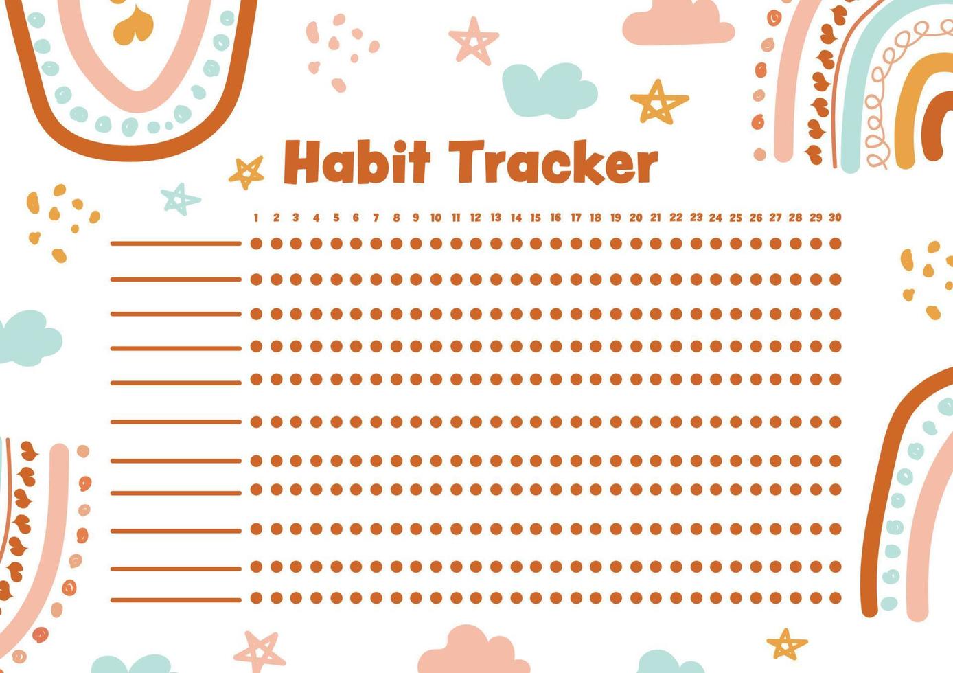 rainbow habit tracker vector