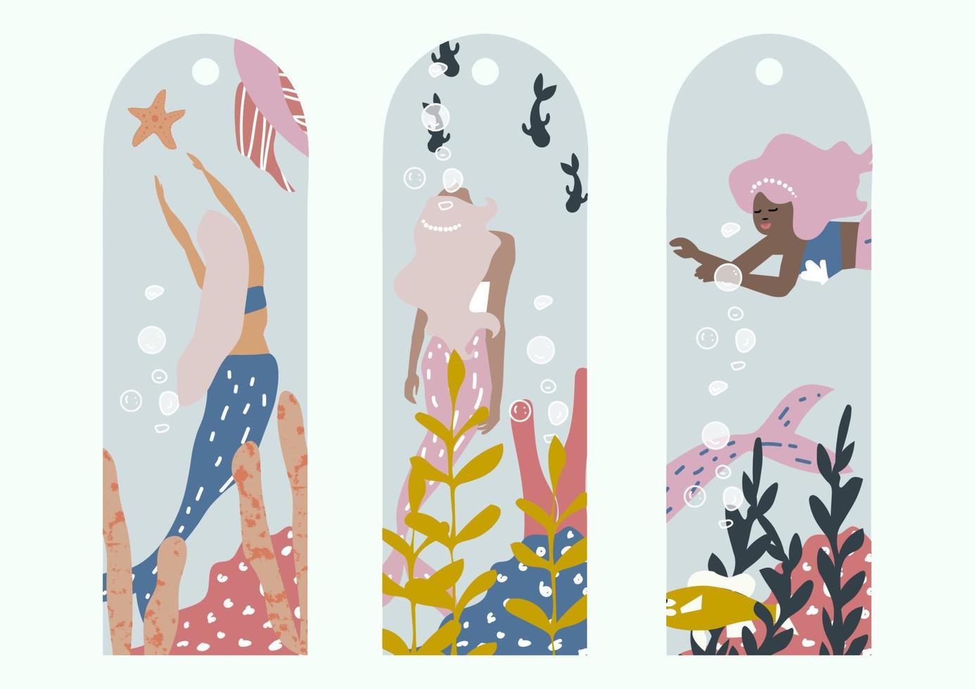 mermaid book marks vector