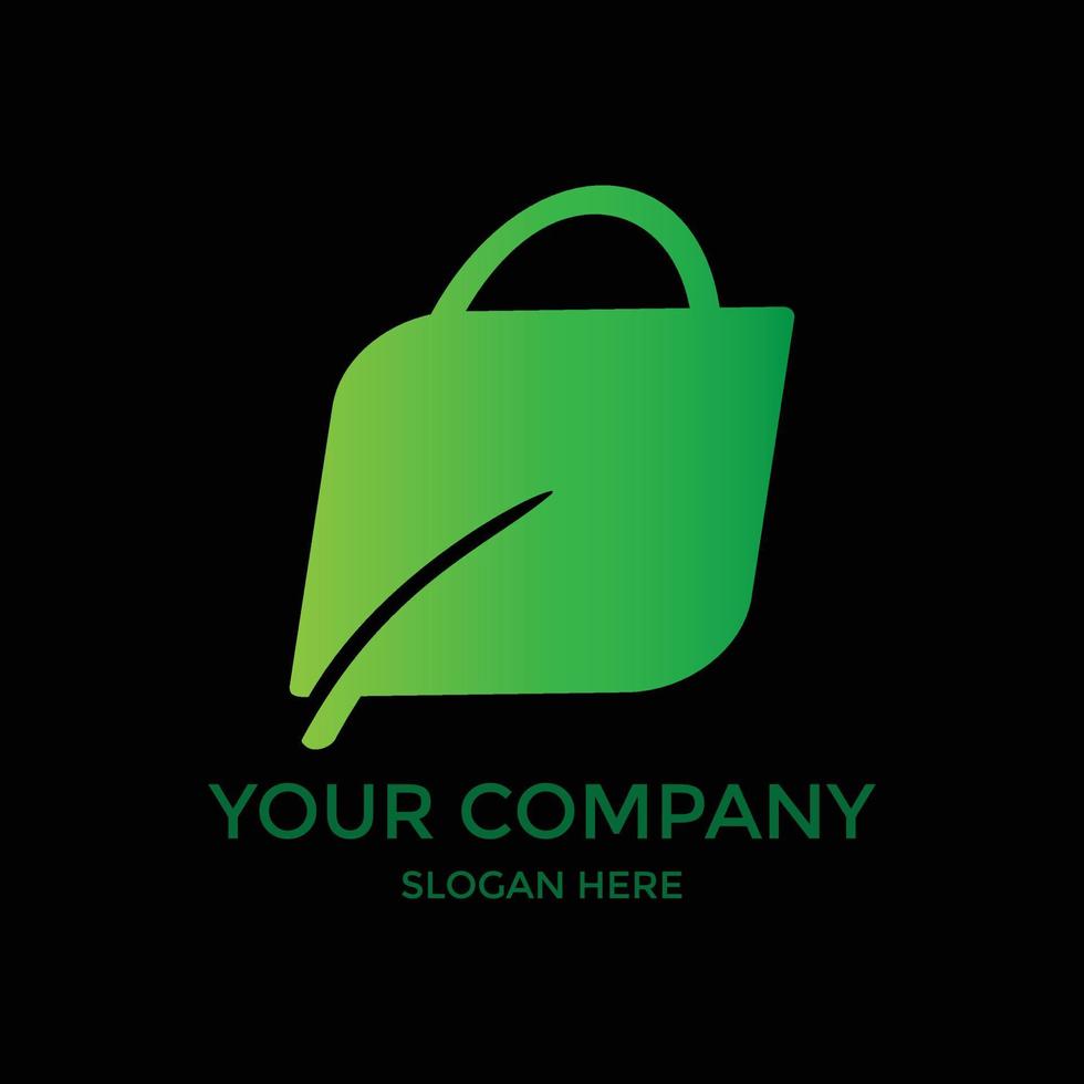 green shopping bag logo vector