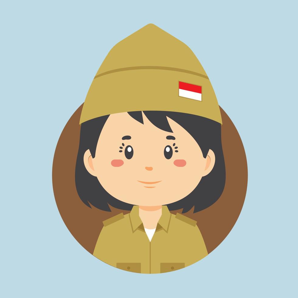 avatar de un indonesio guerrero personaje vector